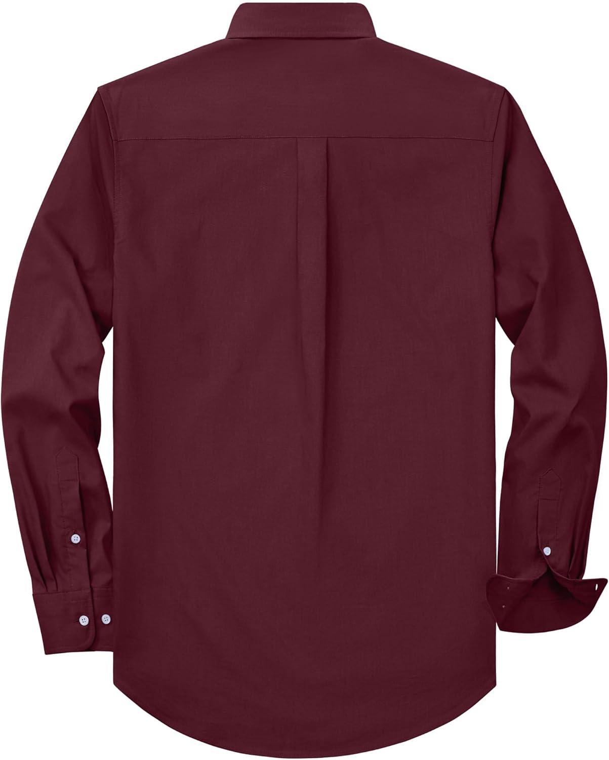 imageAlimens amp Gentle Mens Oxford Shirt Solid Stretch Dress Shirts Casual Business Long Sleeve Button Down Shirt with PocketBurgundy