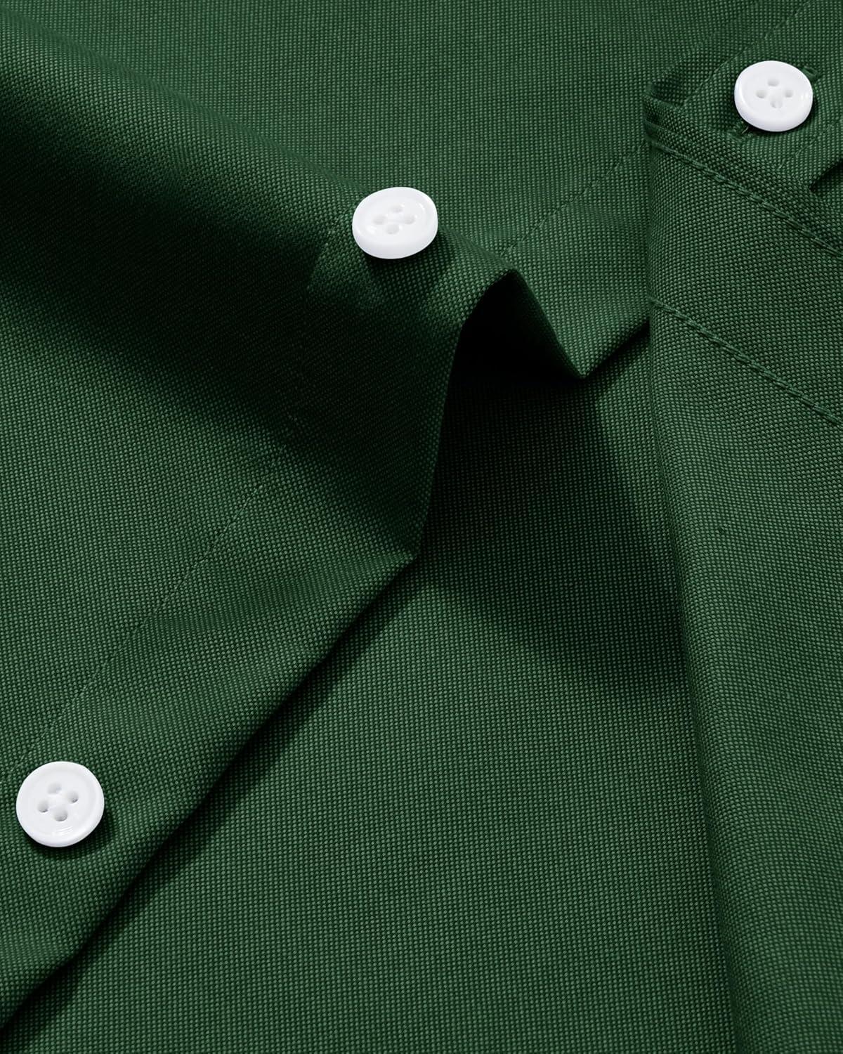 imageAlimens amp Gentle Mens Oxford Shirt Solid Stretch Dress Shirts Casual Business Long Sleeve Button Down Shirt with PocketDark Green