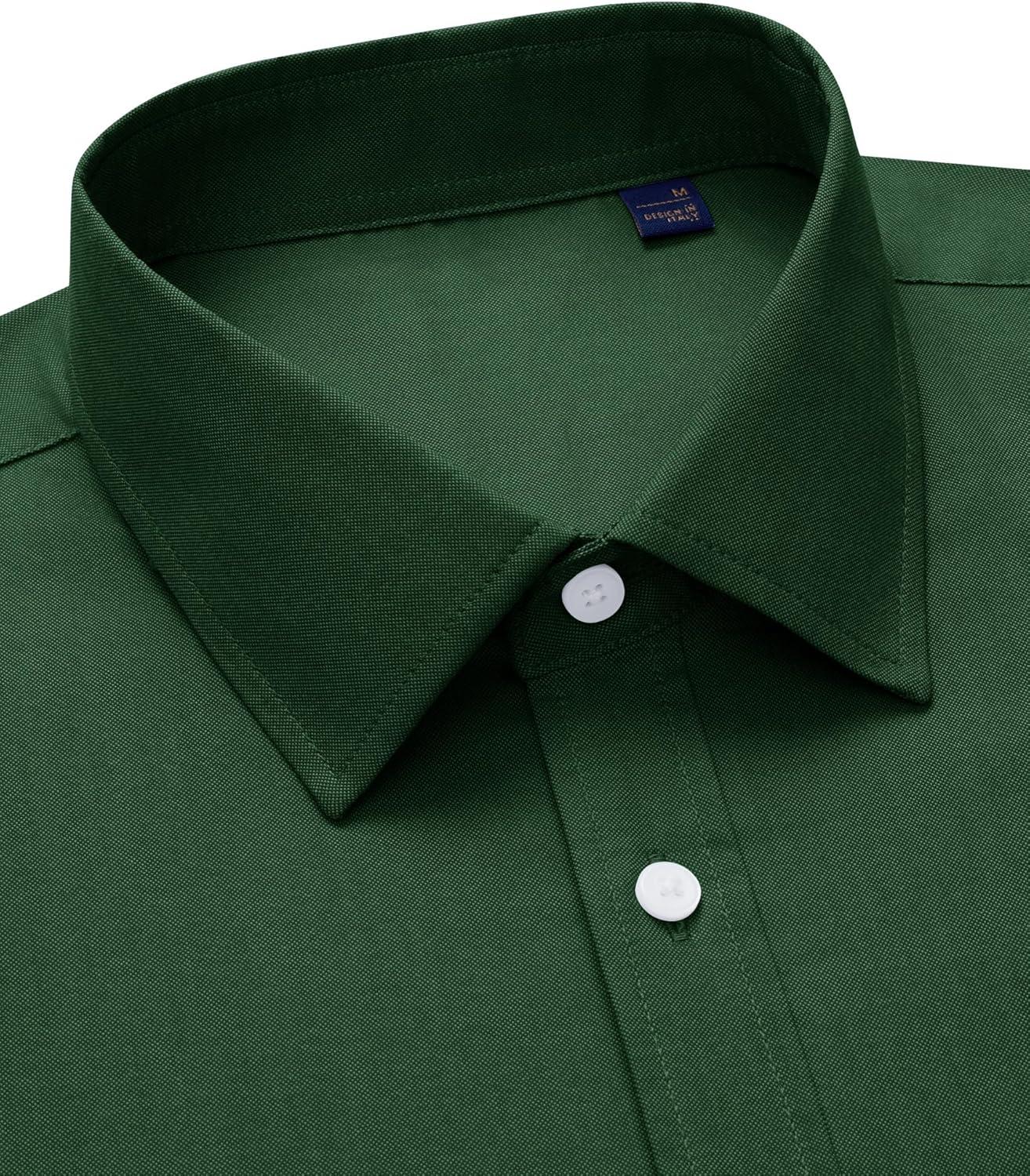 imageAlimens amp Gentle Mens Oxford Shirt Solid Stretch Dress Shirts Casual Business Long Sleeve Button Down Shirt with PocketDark Green