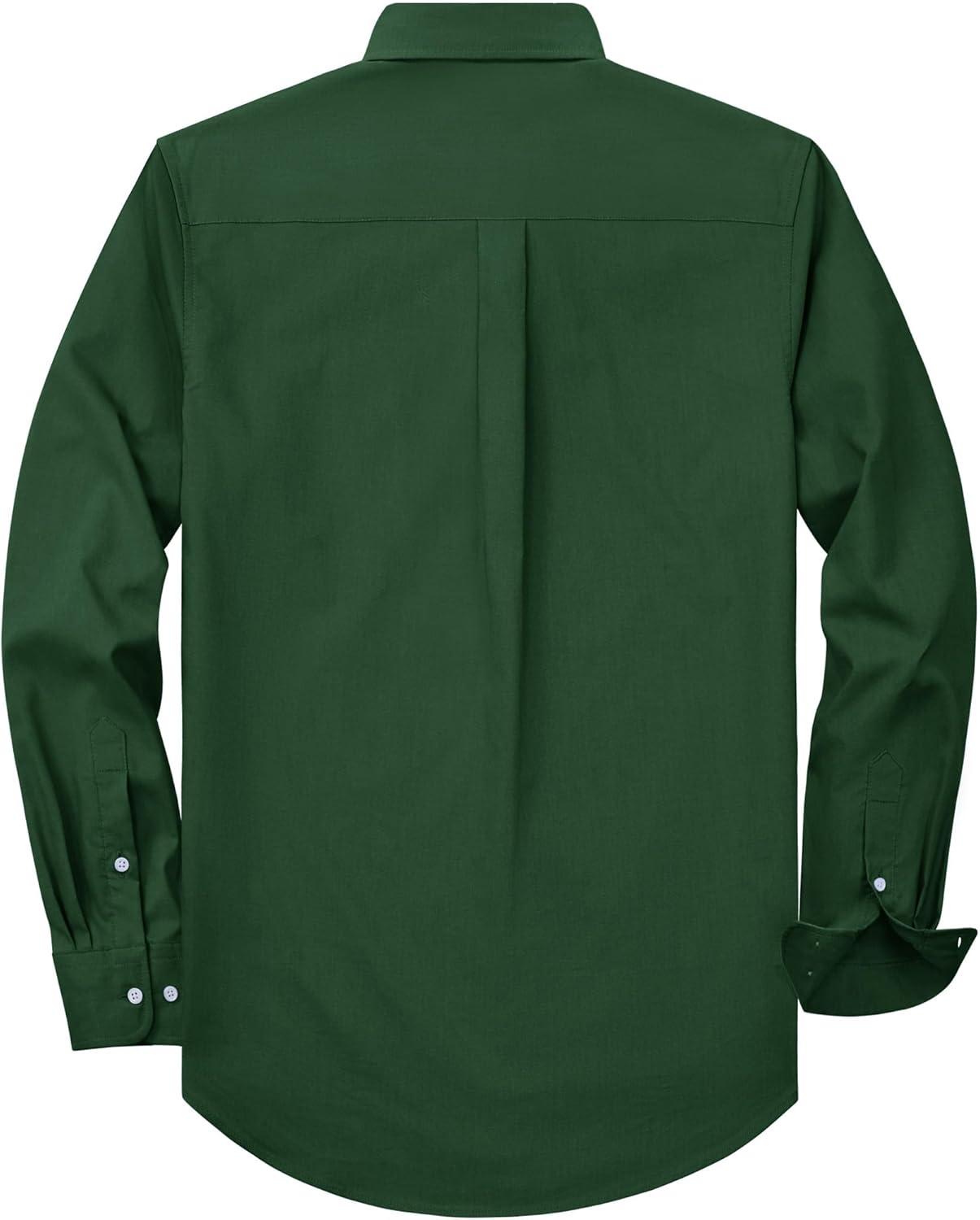 imageAlimens amp Gentle Mens Oxford Shirt Solid Stretch Dress Shirts Casual Business Long Sleeve Button Down Shirt with PocketDark Green