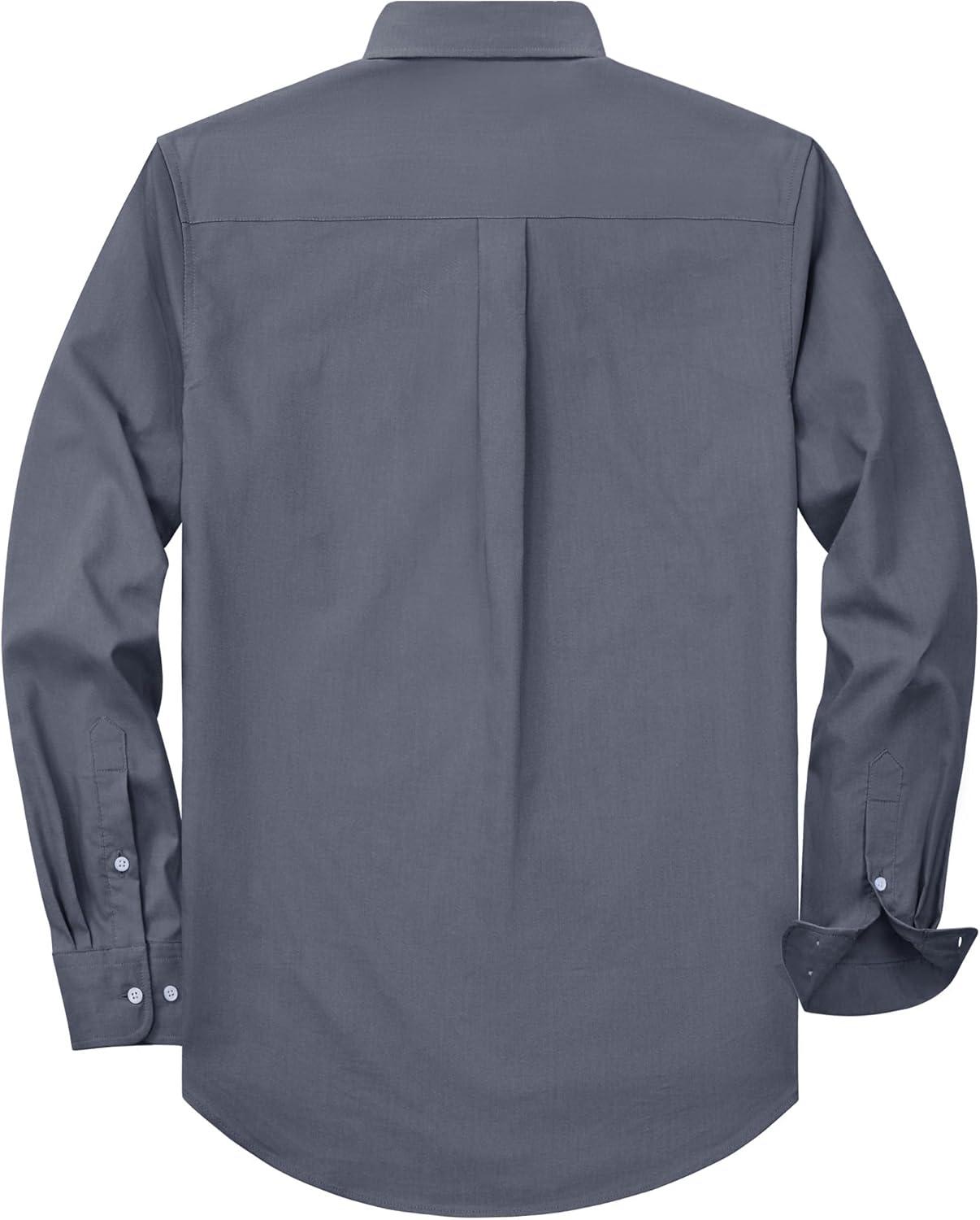 imageAlimens amp Gentle Mens Oxford Shirt Solid Stretch Dress Shirts Casual Business Long Sleeve Button Down Shirt with PocketGrey