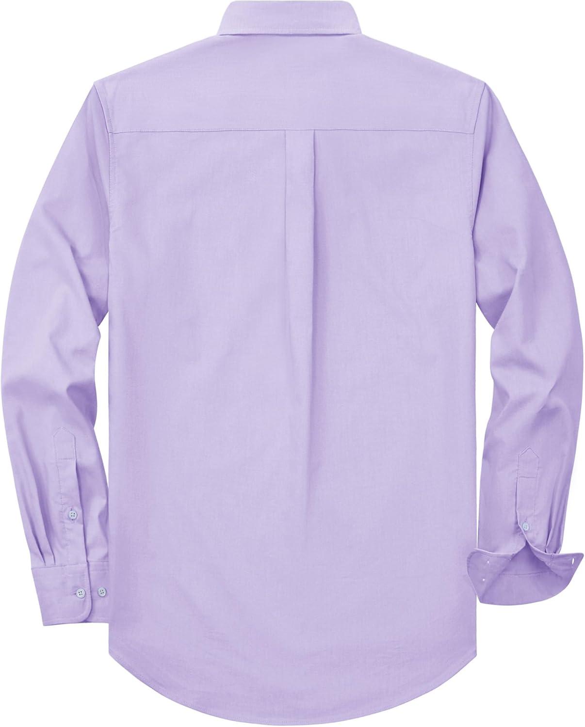 imageAlimens amp Gentle Mens Oxford Shirt Solid Stretch Dress Shirts Casual Business Long Sleeve Button Down Shirt with PocketLavender