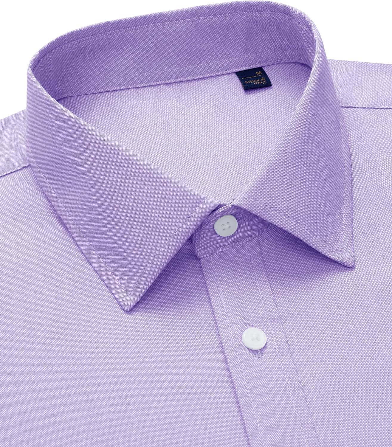 imageAlimens amp Gentle Mens Oxford Shirt Solid Stretch Dress Shirts Casual Business Long Sleeve Button Down Shirt with PocketLavender