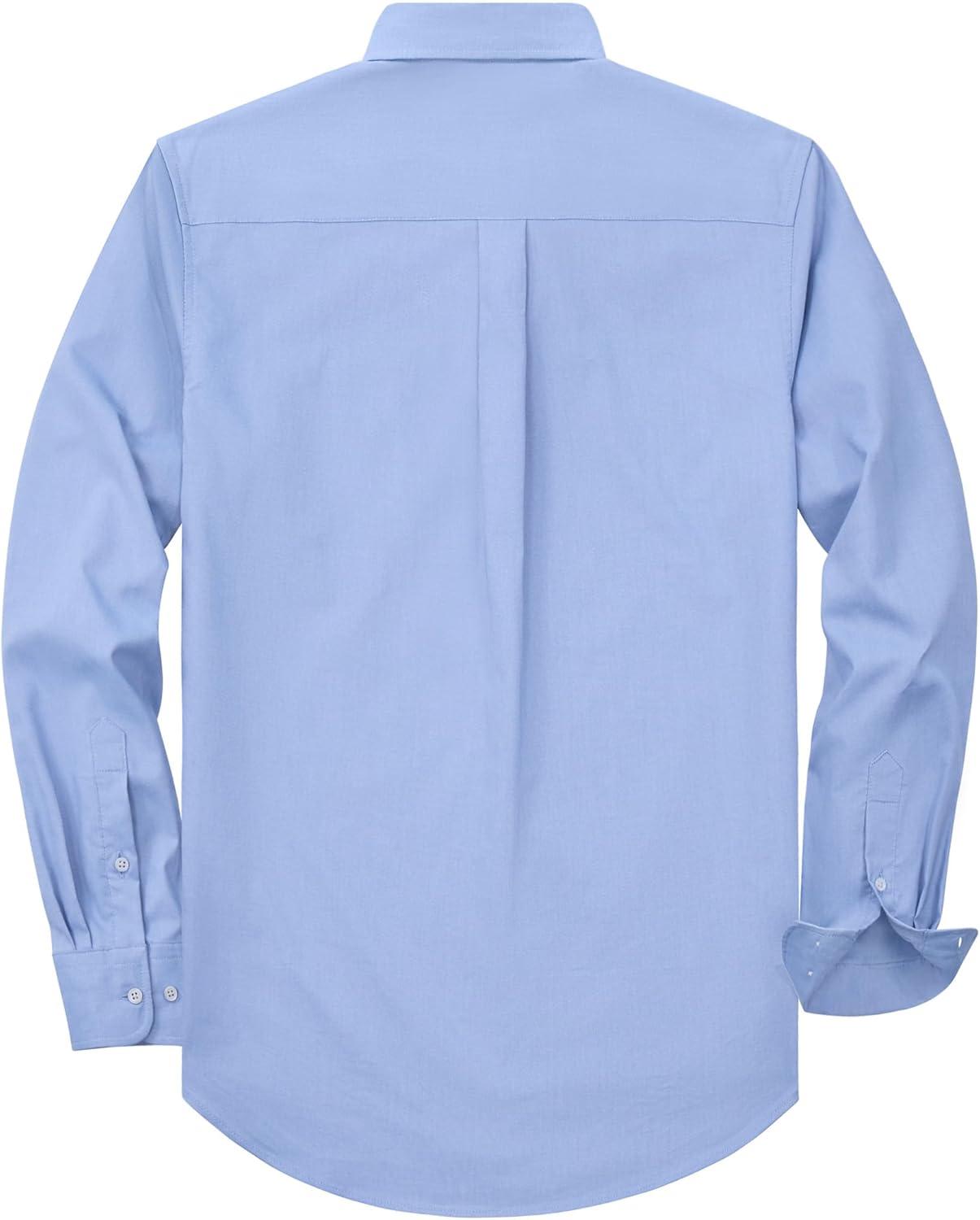 imageAlimens amp Gentle Mens Oxford Shirt Solid Stretch Dress Shirts Casual Business Long Sleeve Button Down Shirt with PocketLight Blue