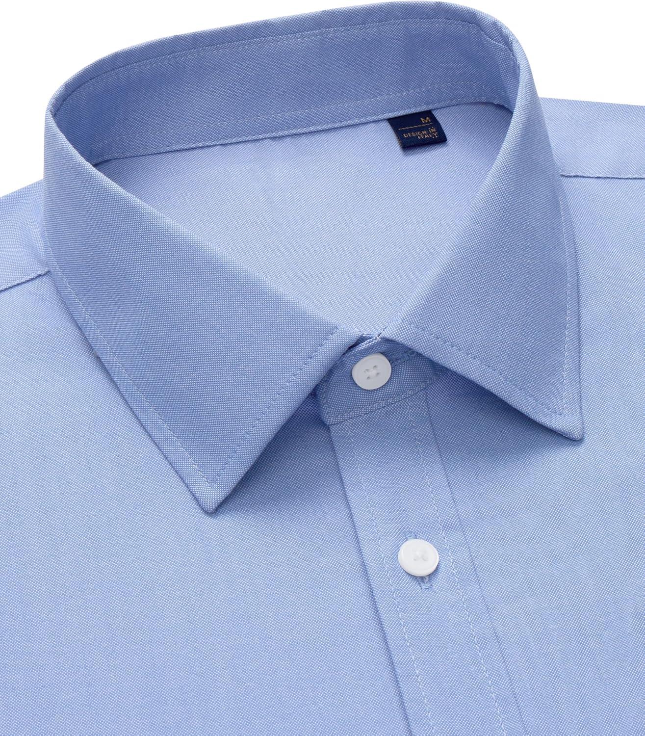 imageAlimens amp Gentle Mens Oxford Shirt Solid Stretch Dress Shirts Casual Business Long Sleeve Button Down Shirt with PocketLight Blue