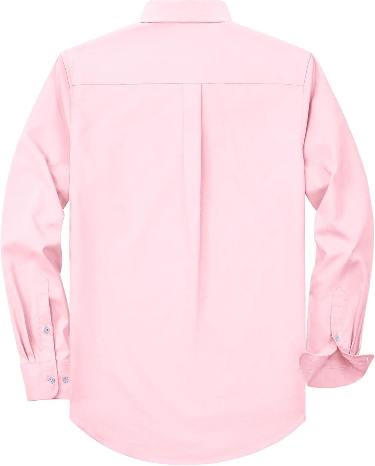 imageAlimens amp Gentle Mens Oxford Shirt Solid Stretch Dress Shirts Casual Business Long Sleeve Button Down Shirt with PocketLight Pink