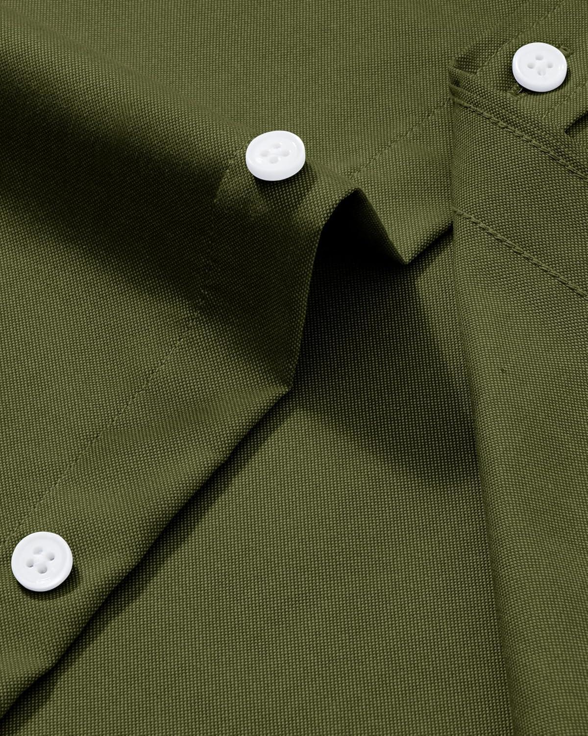 imageAlimens amp Gentle Mens Oxford Shirt Solid Stretch Dress Shirts Casual Business Long Sleeve Button Down Shirt with PocketOlive Green