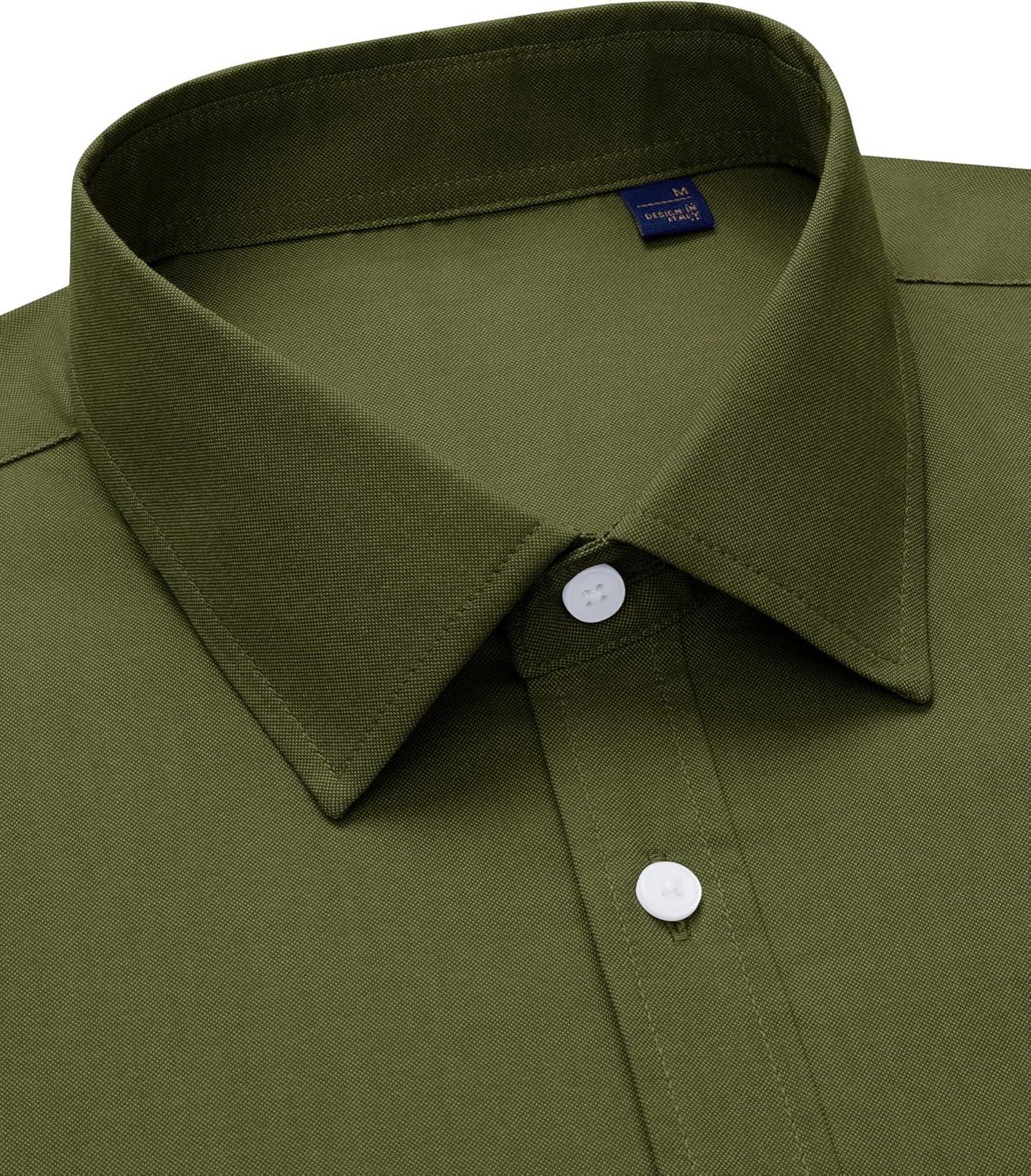 imageAlimens amp Gentle Mens Oxford Shirt Solid Stretch Dress Shirts Casual Business Long Sleeve Button Down Shirt with PocketOlive Green