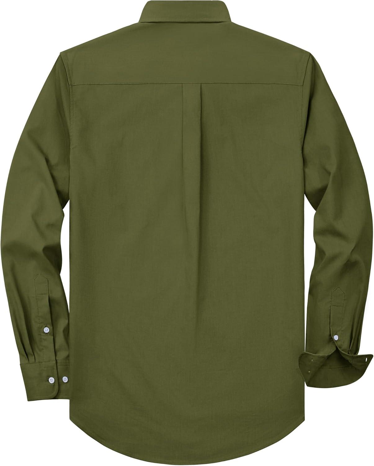 imageAlimens amp Gentle Mens Oxford Shirt Solid Stretch Dress Shirts Casual Business Long Sleeve Button Down Shirt with PocketOlive Green