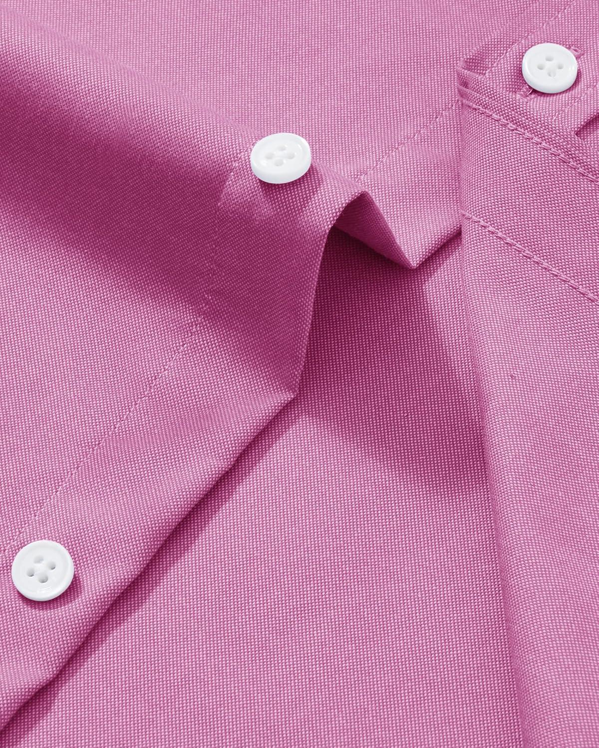 imageAlimens amp Gentle Mens Oxford Shirt Solid Stretch Dress Shirts Casual Business Long Sleeve Button Down Shirt with PocketPink