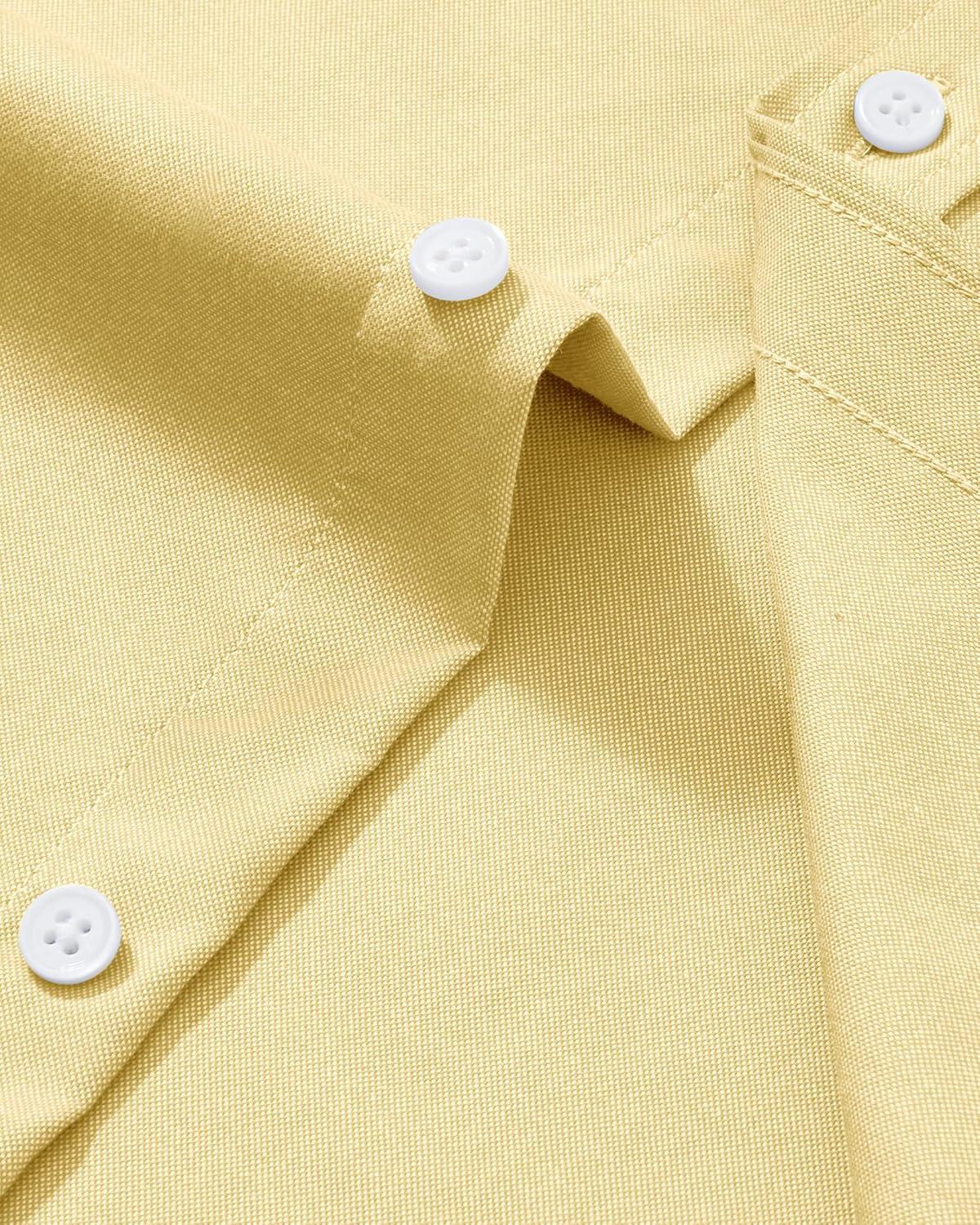 imageAlimens amp Gentle Mens Oxford Shirt Solid Stretch Dress Shirts Casual Business Long Sleeve Button Down Shirt with PocketYellow