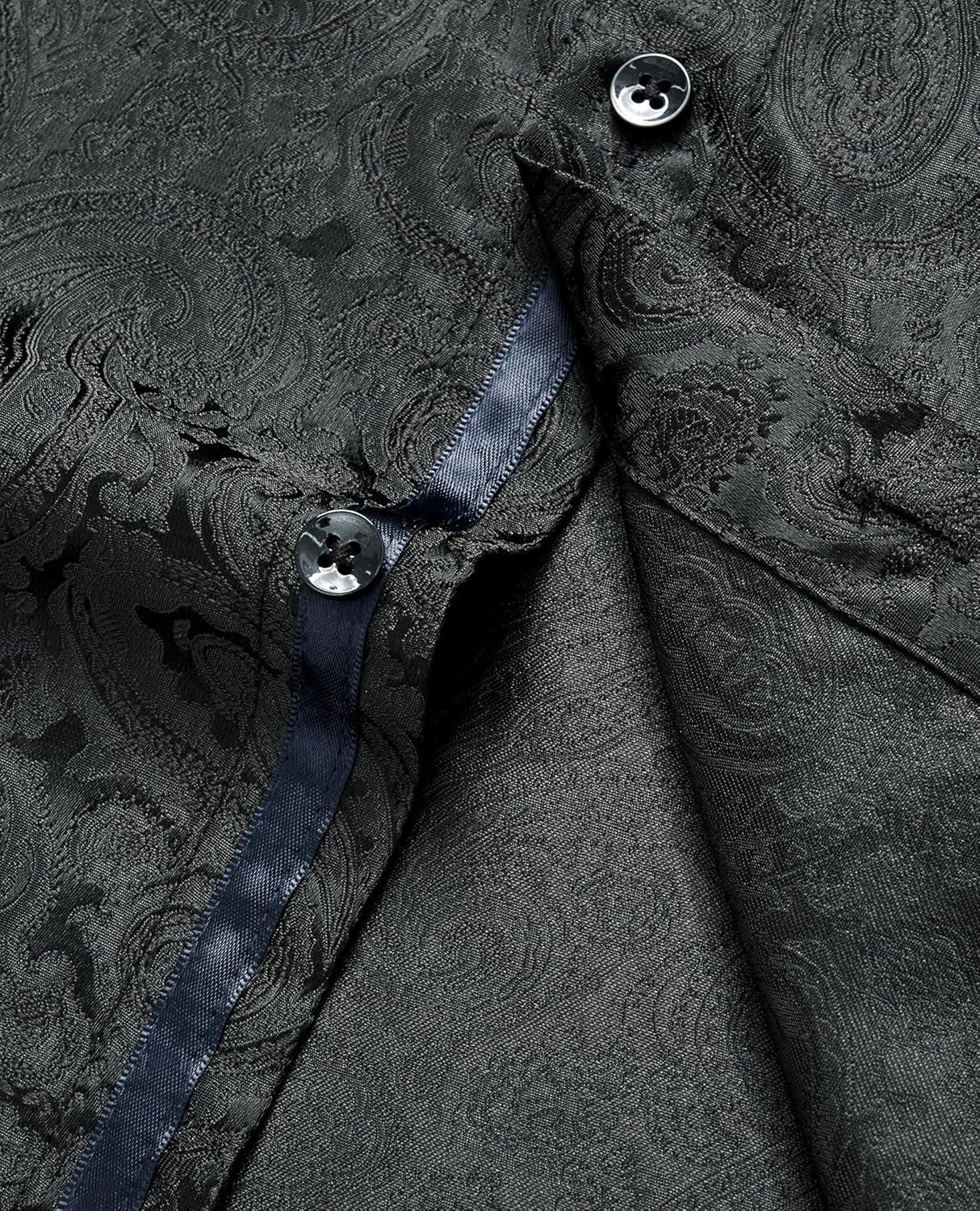 imageAlimens amp Gentle Mens Paisley Dress Shirt Long Sleeve Luxury Button Down Floral Shirt Party Casual WeddingBlack
