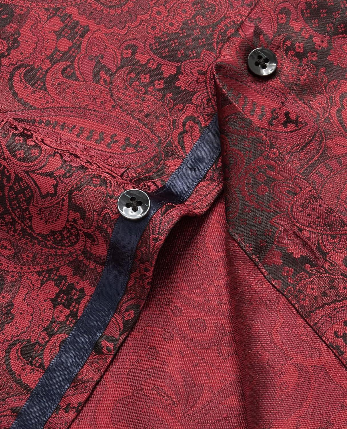 imageAlimens amp Gentle Mens Paisley Dress Shirt Long Sleeve Luxury Button Down Floral Shirt Party Casual WeddingBlack Red
