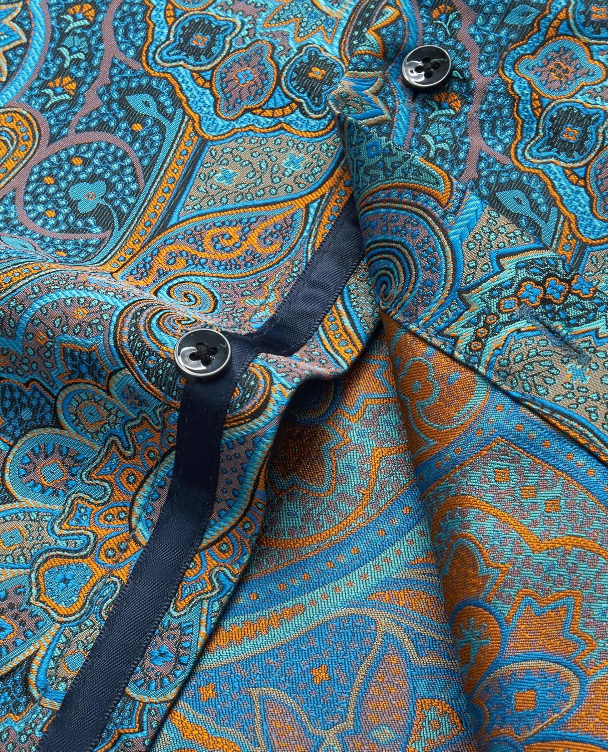 imageAlimens amp Gentle Mens Paisley Dress Shirt Long Sleeve Luxury Button Down Floral Shirt Party Casual WeddingBlue