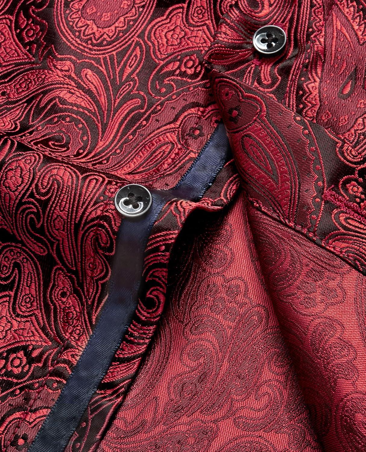 imageAlimens amp Gentle Mens Paisley Dress Shirt Long Sleeve Luxury Button Down Floral Shirt Party Casual WeddingRed