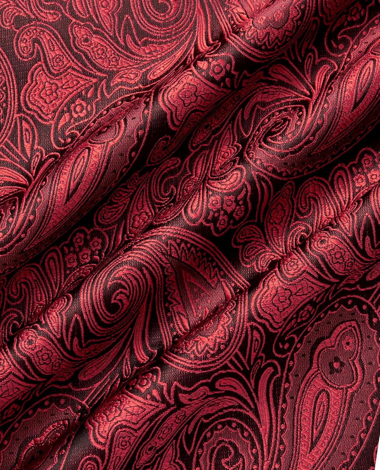 imageAlimens amp Gentle Mens Paisley Dress Shirt Long Sleeve Luxury Button Down Floral Shirt Party Casual WeddingRed