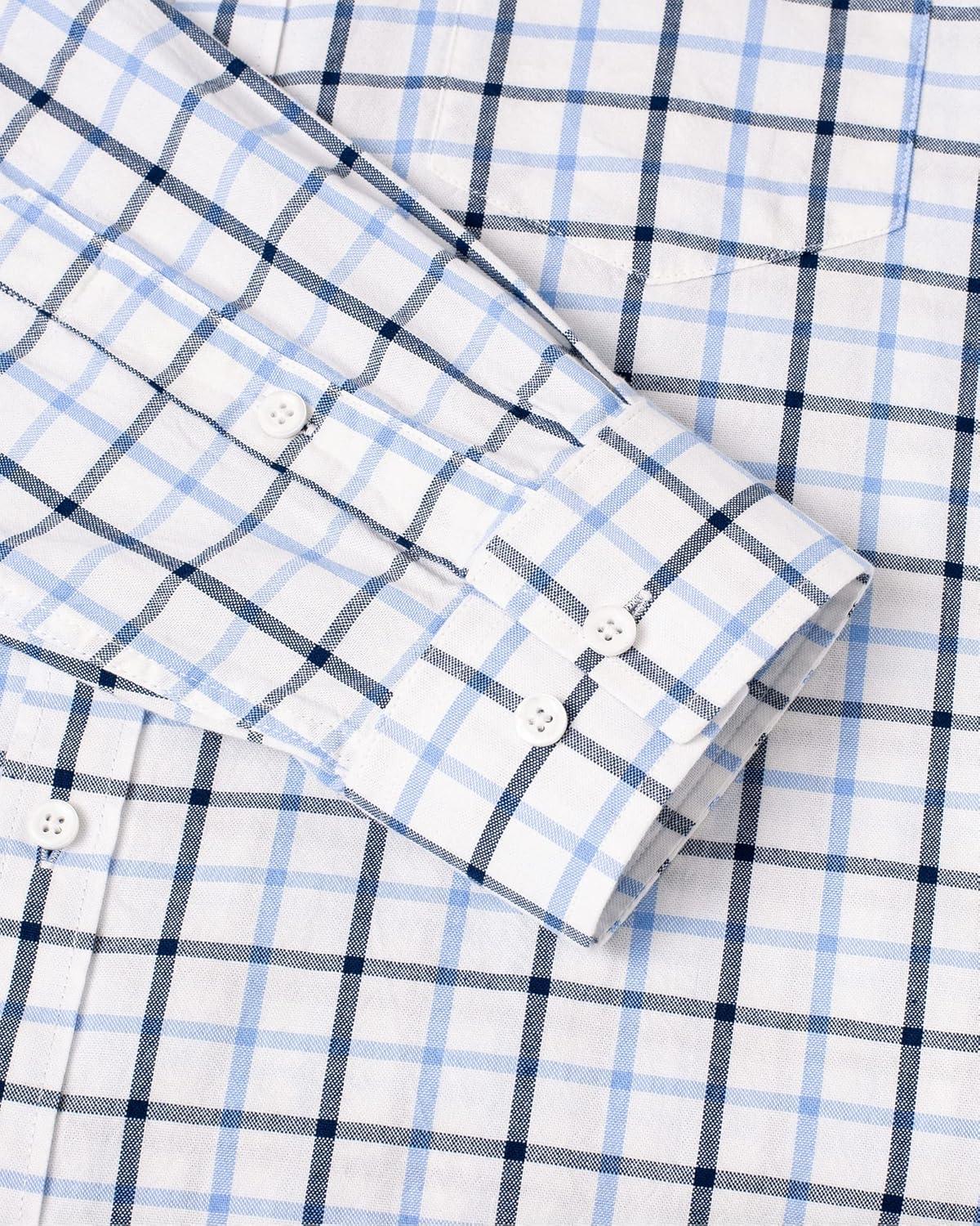 imageAlimens amp Gentle Mens Plaid Button Down Shirts Cotton Long Sleeve Dress Shirts Regular Fit Gingham ShirtsNavy Gingham