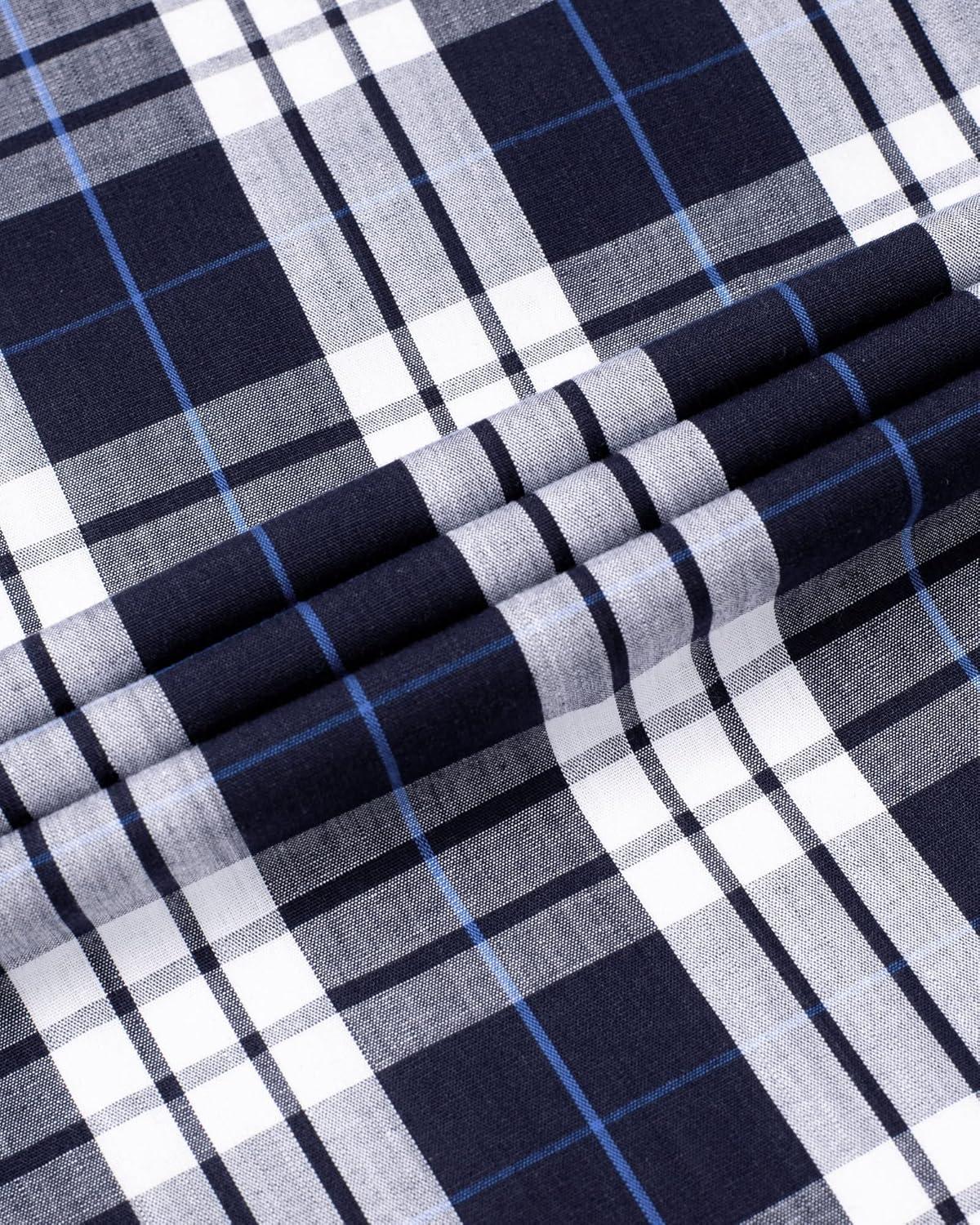 imageAlimens amp Gentle Mens Plaid Button Down Shirts Cotton Long Sleeve Dress Shirts Regular Fit Gingham ShirtsNavy Blue plaid