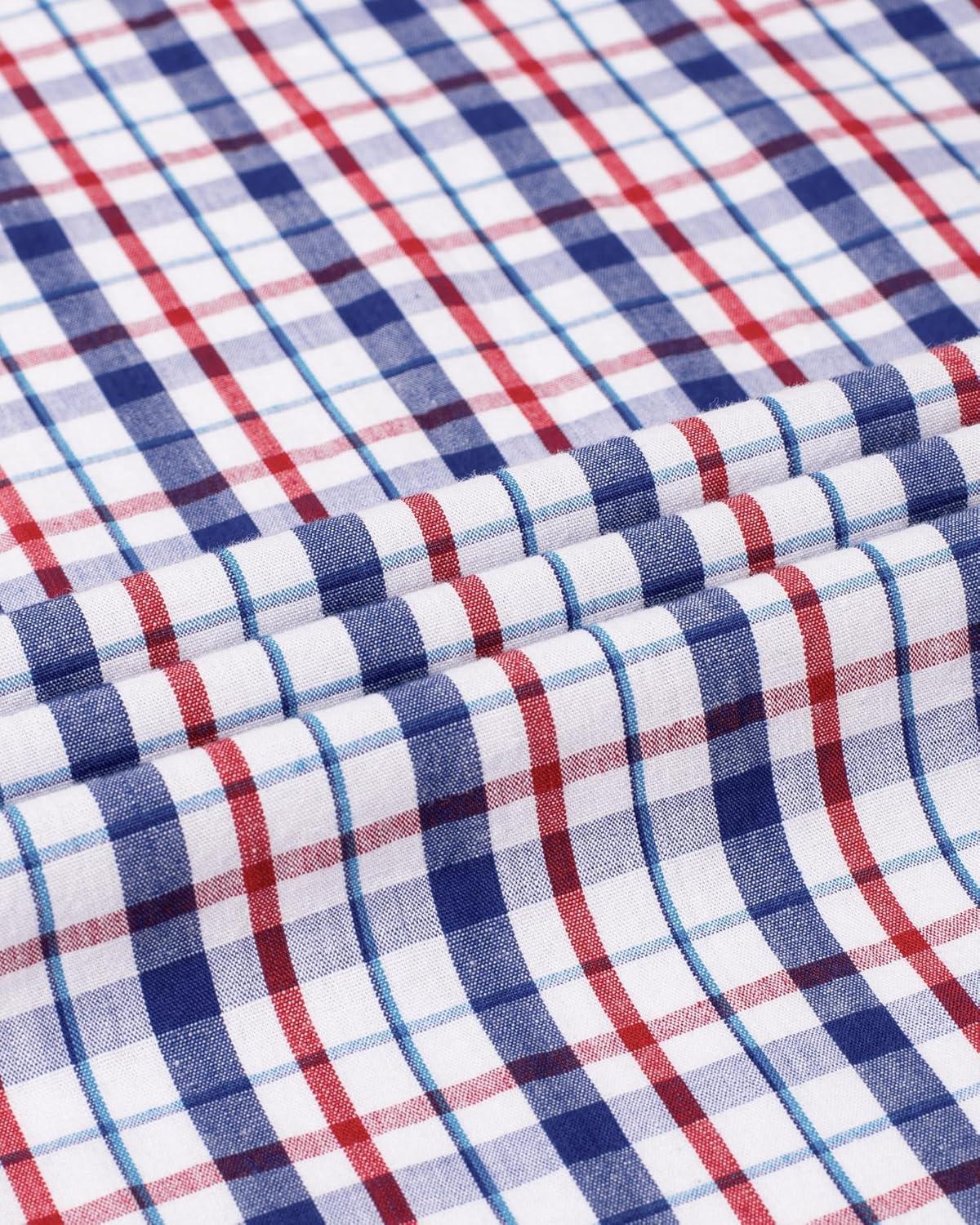 imageAlimens amp Gentle Mens Plaid Button Down Shirts Cotton Long Sleeve Dress Shirts Regular Fit Gingham ShirtsNavy Red Plaid 2