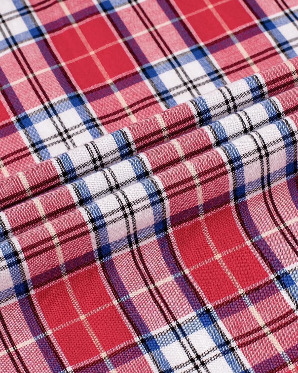 imageAlimens amp Gentle Mens Plaid Button Down Shirts Cotton Long Sleeve Dress Shirts Regular Fit Gingham ShirtsRed Medium Plaid