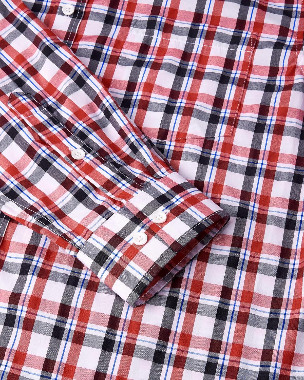 imageAlimens amp Gentle Mens Plaid Button Down Shirts Cotton Long Sleeve Dress Shirts Regular Fit Gingham ShirtsRed Black Check