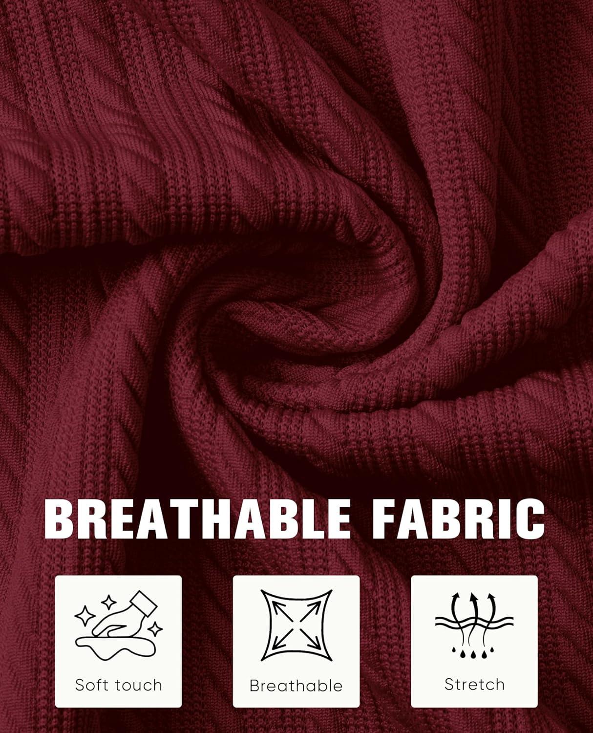 imageAlimens amp Gentle Mens Polo Shirts Short Sleeve Textured Knit Casual Beach Vacation Stretchy Golf ShirtsBurgundy