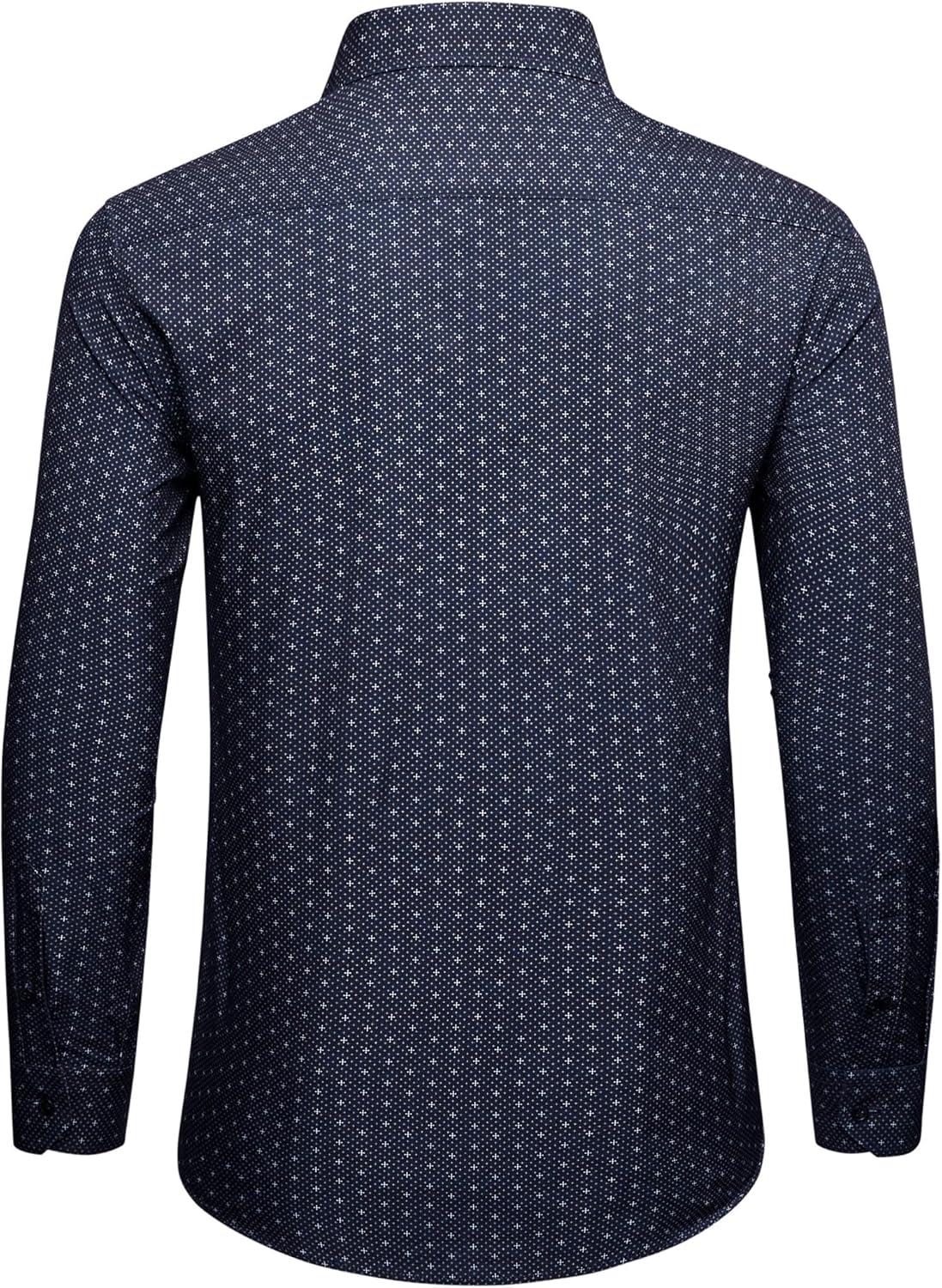 imageAlimens amp Gentle Mens Printed Dress Shirts Long Sleeve Wrinkle Free Button Down Shirt Regular Fit Casual Business TopsBlack Cross