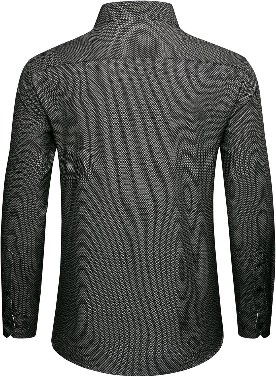 imageAlimens amp Gentle Mens Printed Dress Shirts Long Sleeve Wrinkle Free Button Down Shirt Regular Fit Casual Business TopsBlack Flake