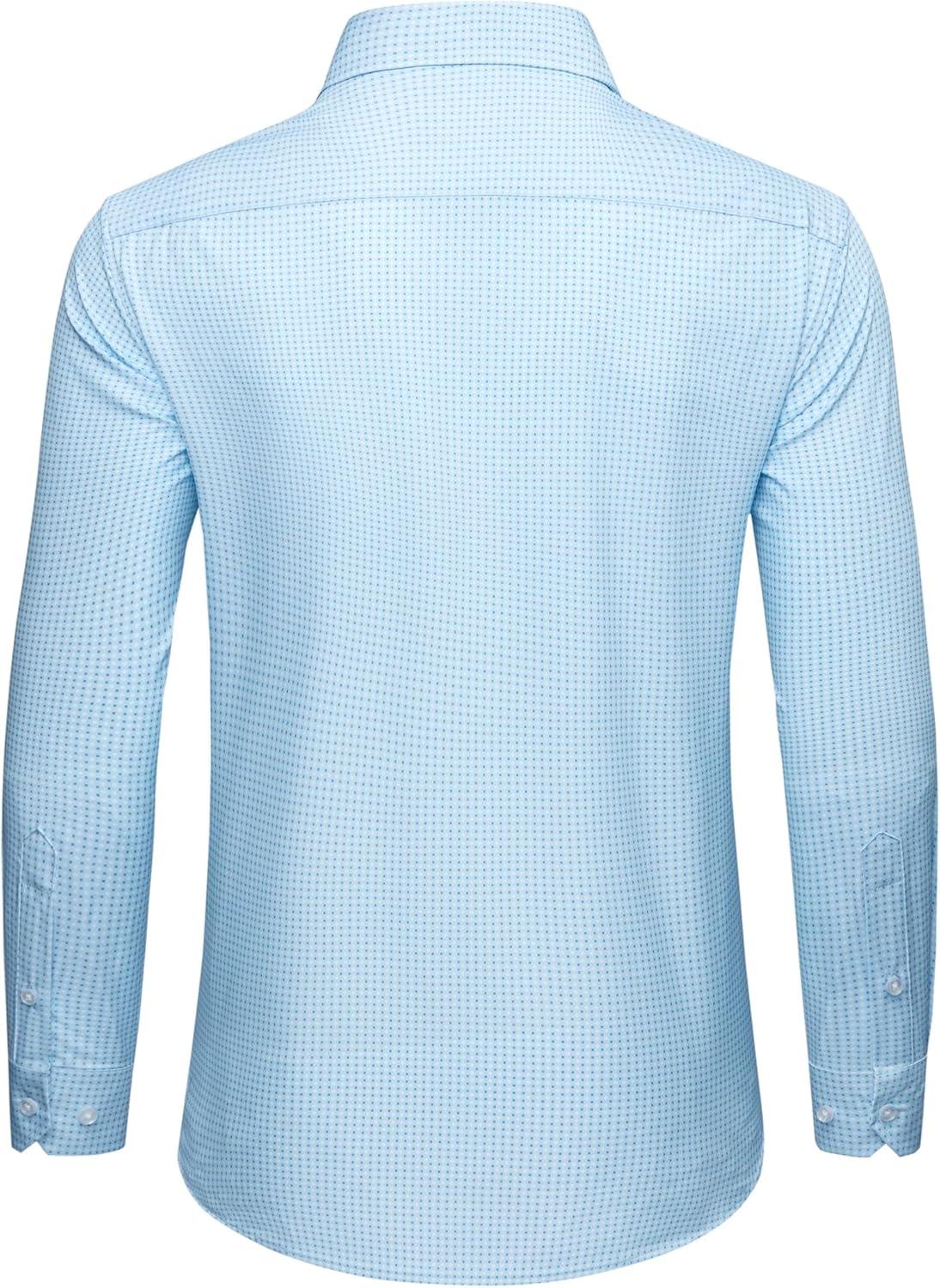 imageAlimens amp Gentle Mens Printed Dress Shirts Long Sleeve Wrinkle Free Button Down Shirt Regular Fit Casual Business TopsBlue Cube