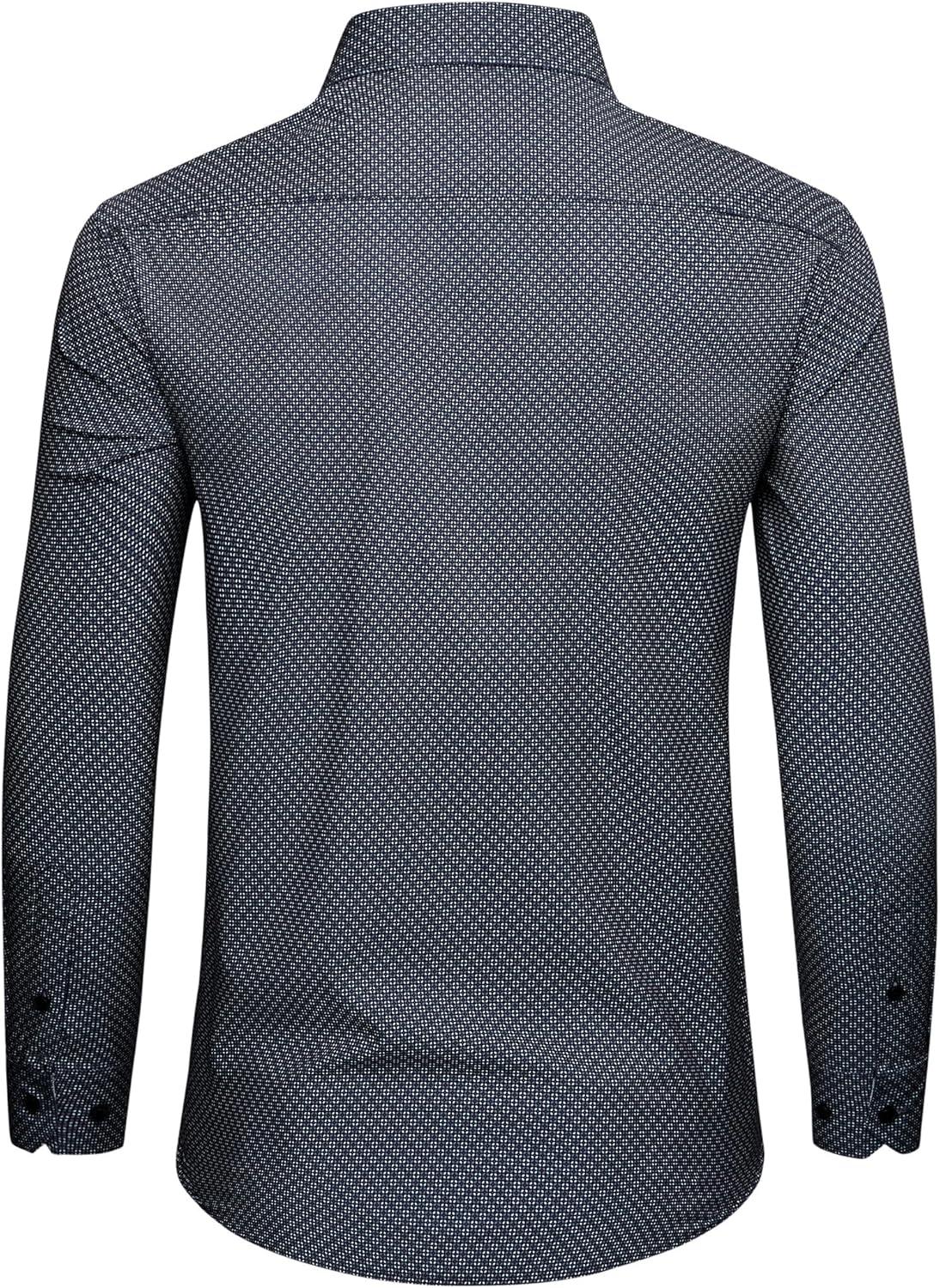 imageAlimens amp Gentle Mens Printed Dress Shirts Long Sleeve Wrinkle Free Button Down Shirt Regular Fit Casual Business TopsBlue Flake