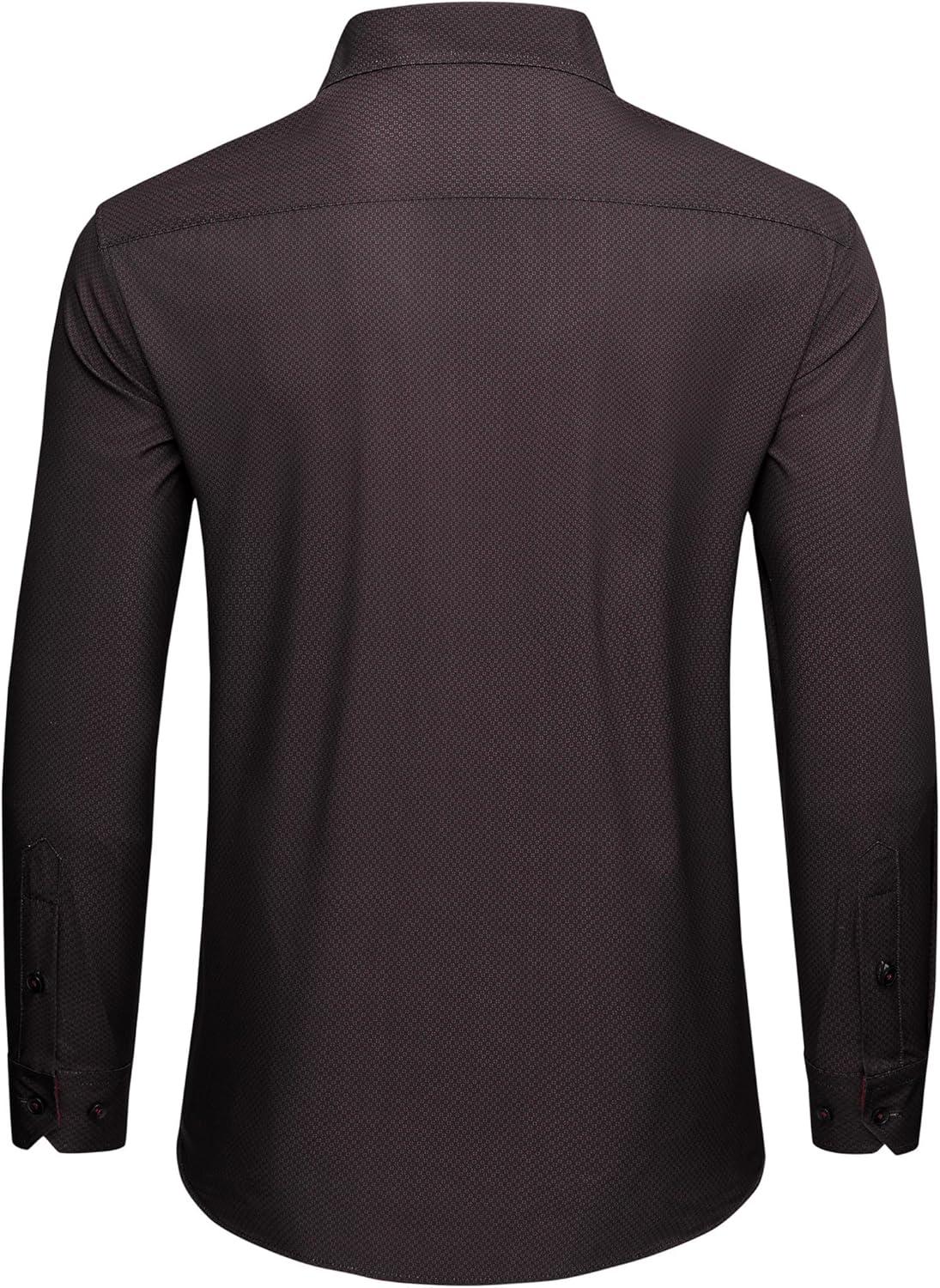 imageAlimens amp Gentle Mens Printed Dress Shirts Long Sleeve Wrinkle Free Button Down Shirt Regular Fit Casual Business TopsBurgundy