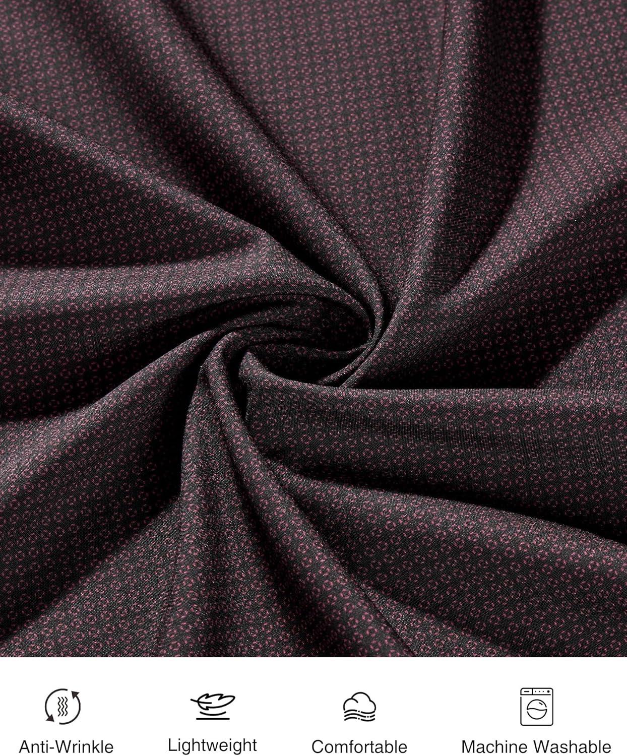 imageAlimens amp Gentle Mens Printed Dress Shirts Long Sleeve Wrinkle Free Button Down Shirt Regular Fit Casual Business TopsBurgundy