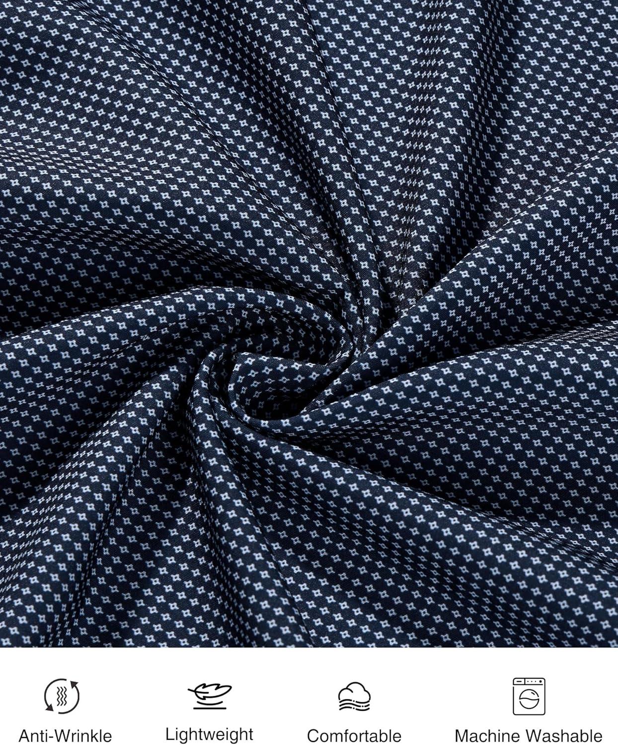imageAlimens amp Gentle Mens Printed Dress Shirts Long Sleeve Wrinkle Free Button Down Shirt Regular Fit Casual Business TopsDeep Blue