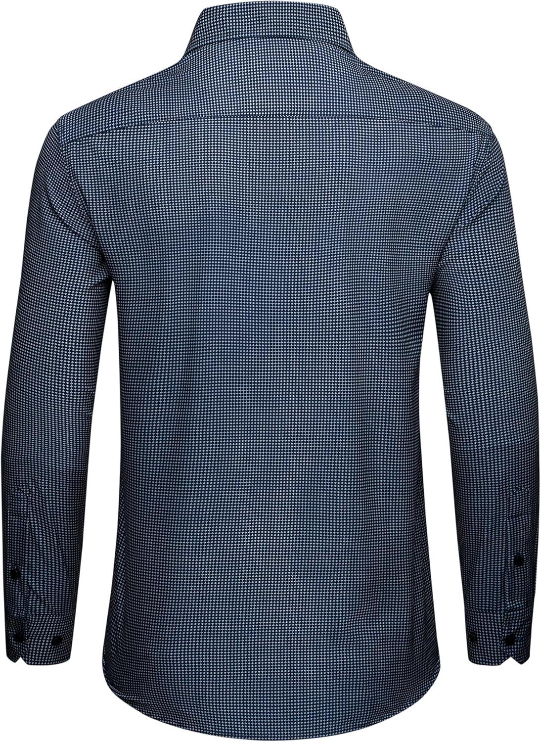 imageAlimens amp Gentle Mens Printed Dress Shirts Long Sleeve Wrinkle Free Button Down Shirt Regular Fit Casual Business TopsDeep Blue