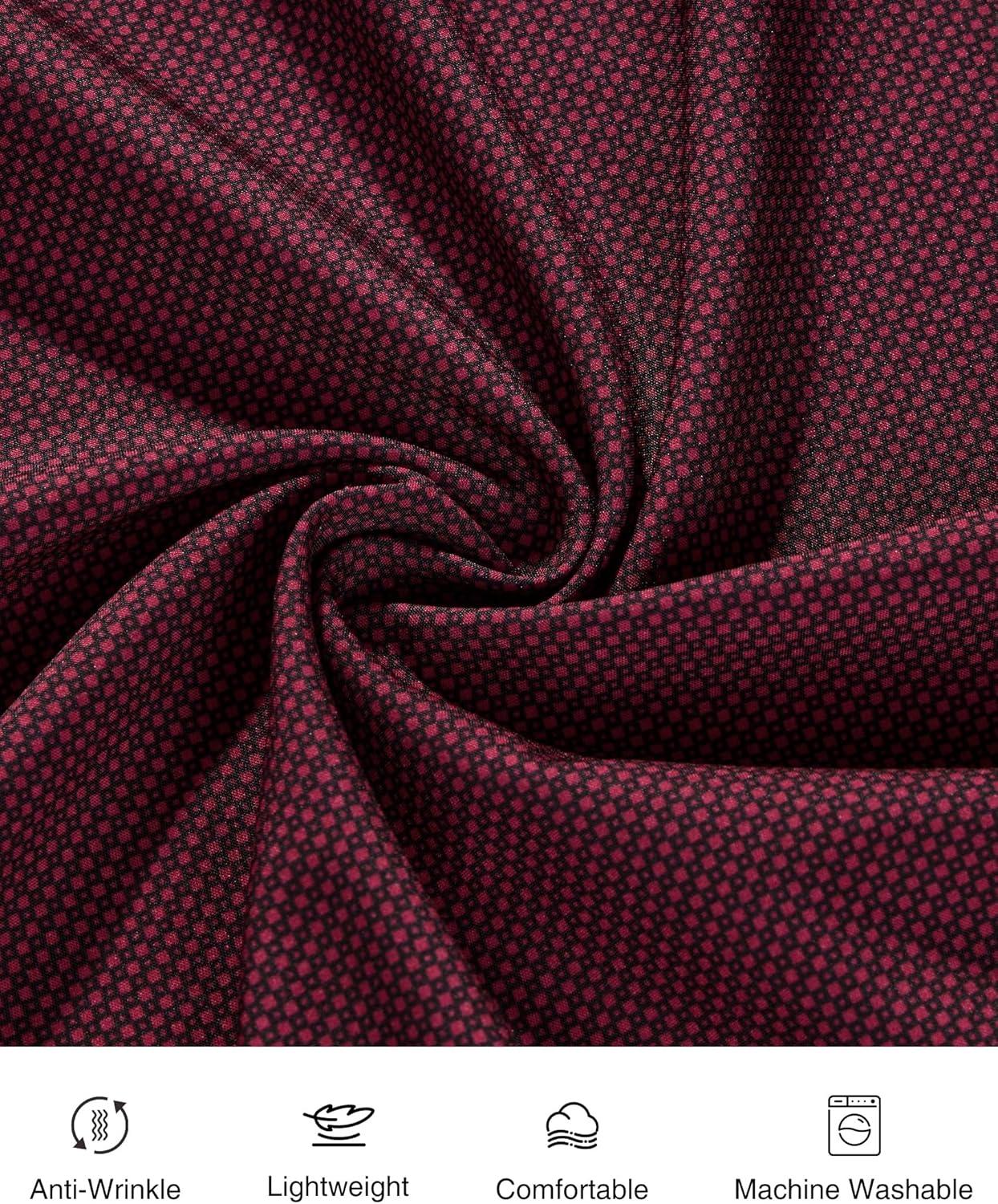 imageAlimens amp Gentle Mens Printed Dress Shirts Long Sleeve Wrinkle Free Button Down Shirt Regular Fit Casual Business TopsRed