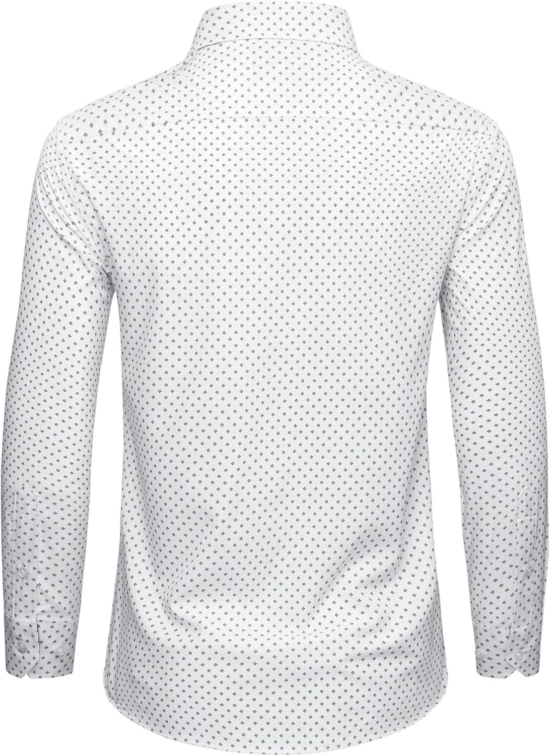 imageAlimens amp Gentle Mens Printed Dress Shirts Long Sleeve Wrinkle Free Button Down Shirt Regular Fit Casual Business TopsWhite Black