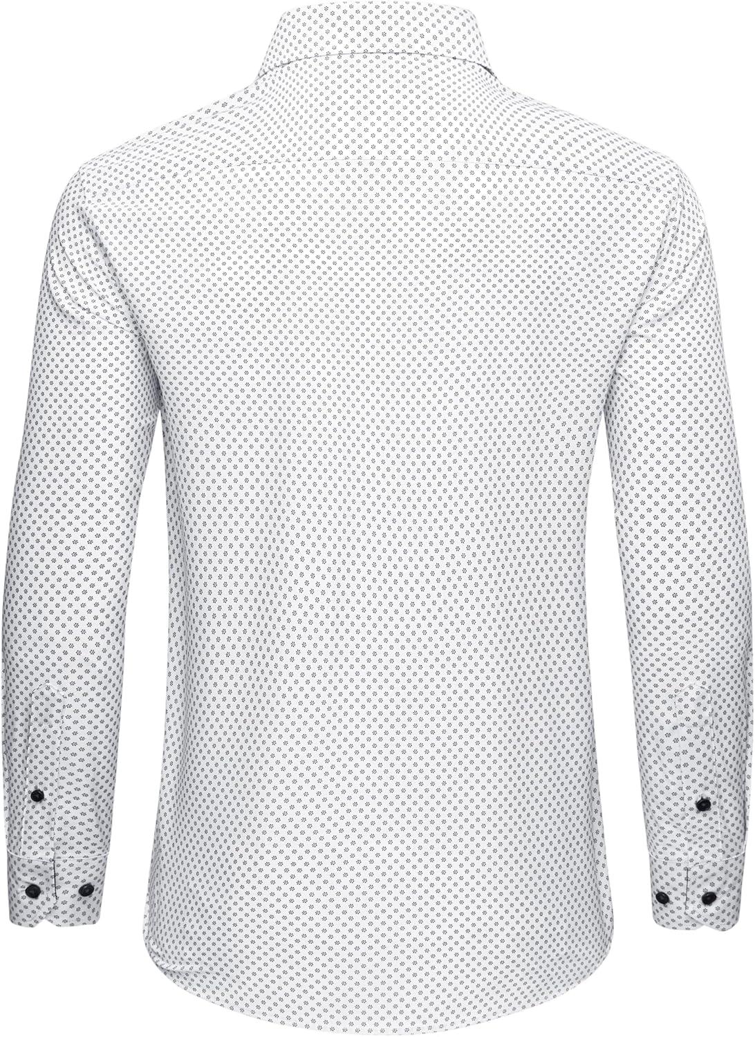 imageAlimens amp Gentle Mens Printed Dress Shirts Long Sleeve Wrinkle Free Button Down Shirt Regular Fit Casual Business TopsWhite Flower