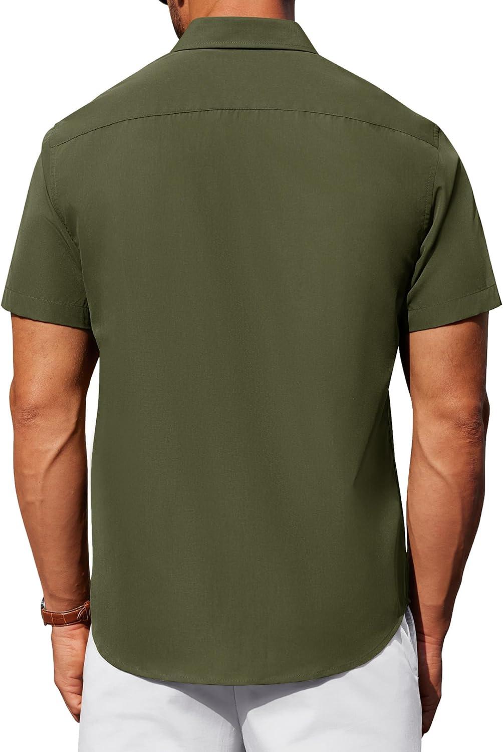 imageAlimens amp Gentle Mens Short Sleeve Dress ShirtArmy Green