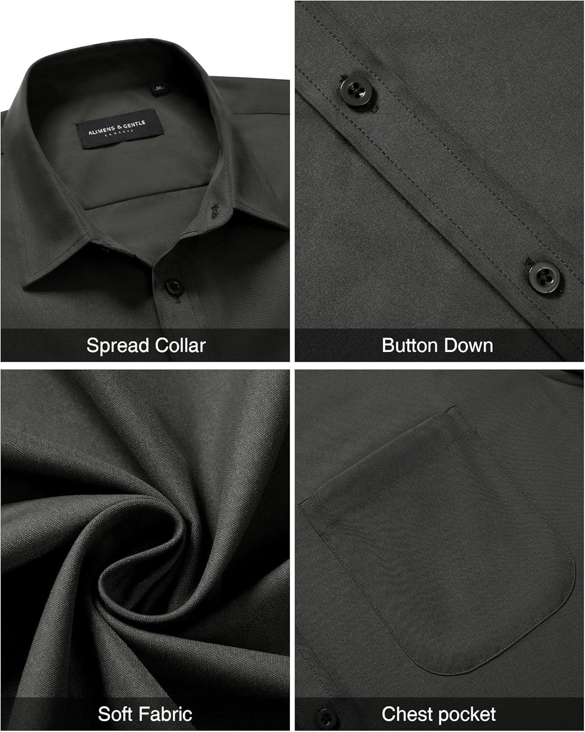 imageAlimens amp Gentle Mens Short Sleeve Dress ShirtDark Grey