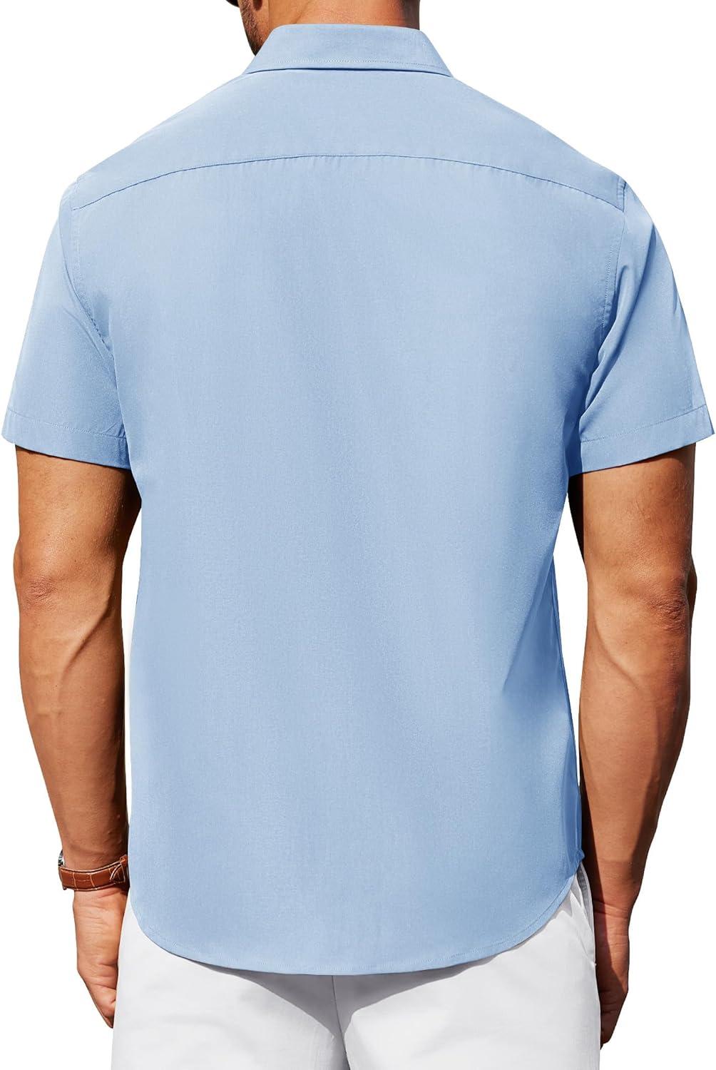 imageAlimens amp Gentle Mens Short Sleeve Dress ShirtLight Blue