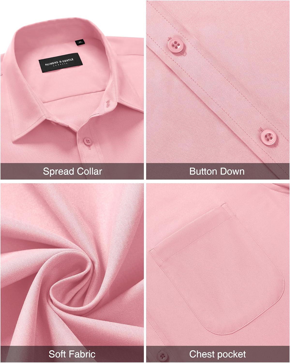 imageAlimens amp Gentle Mens Short Sleeve Dress ShirtPink