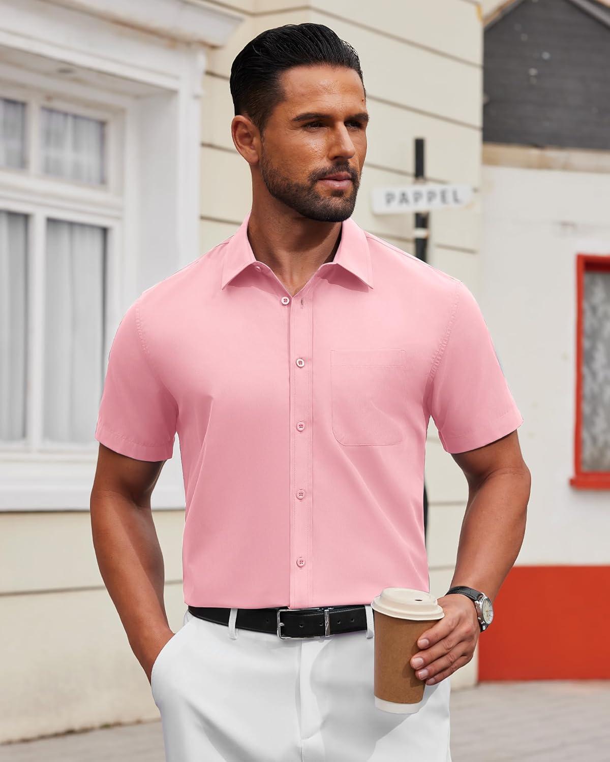 imageAlimens amp Gentle Mens Short Sleeve Dress ShirtPink