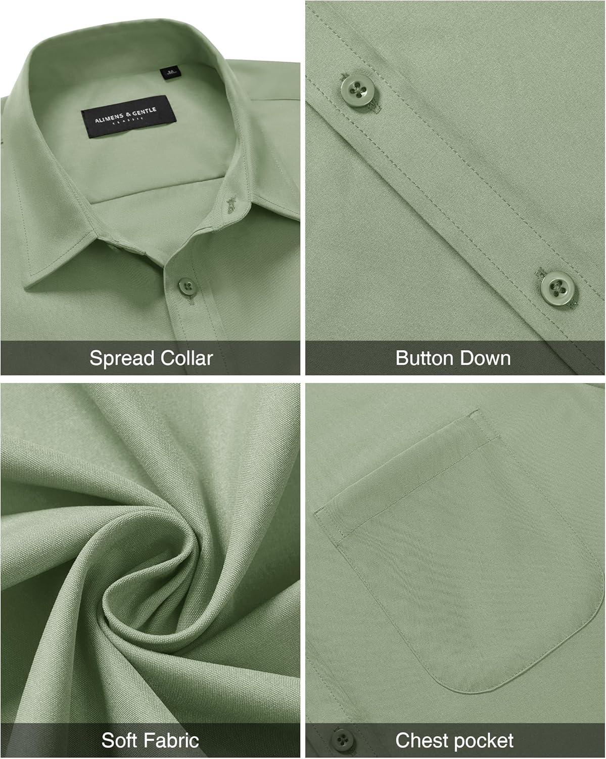 imageAlimens amp Gentle Mens Short Sleeve Dress ShirtSage Green