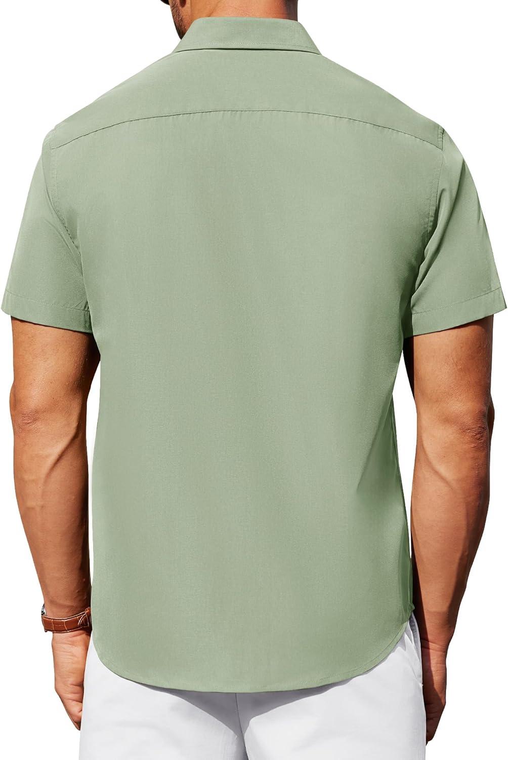 imageAlimens amp Gentle Mens Short Sleeve Dress ShirtSage Green