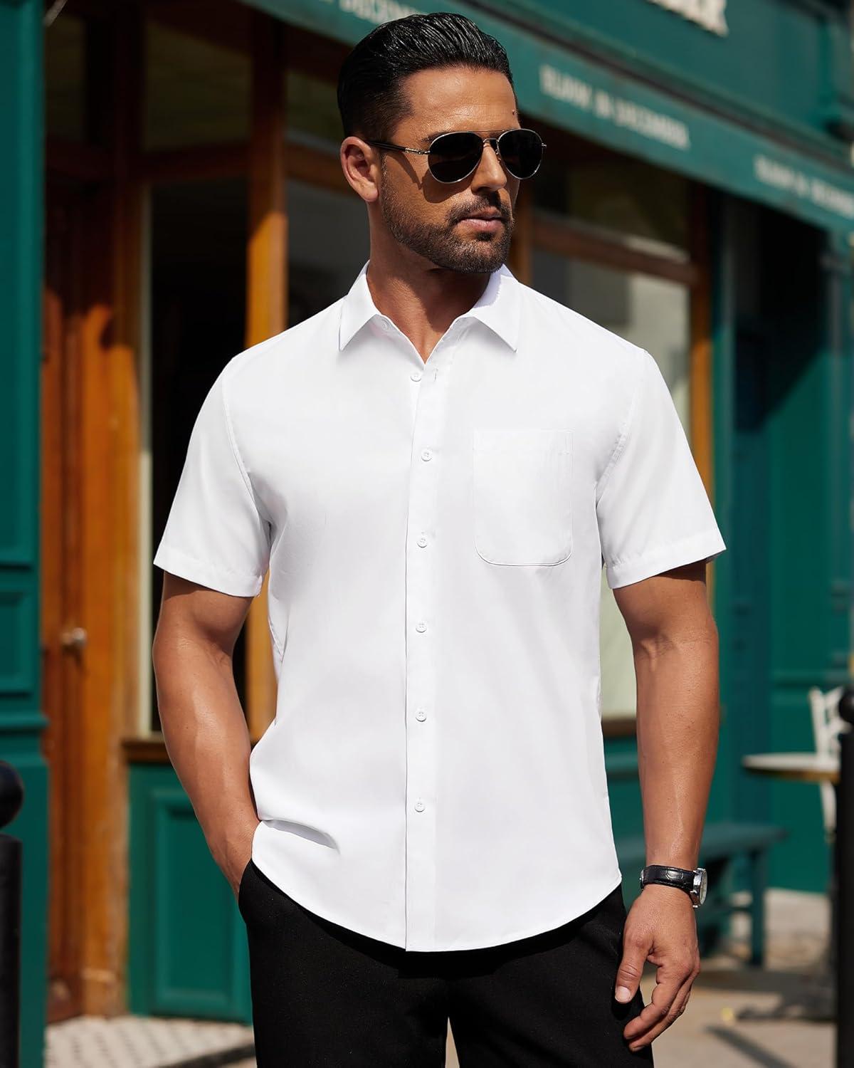 imageAlimens amp Gentle Mens Short Sleeve Dress ShirtWhite
