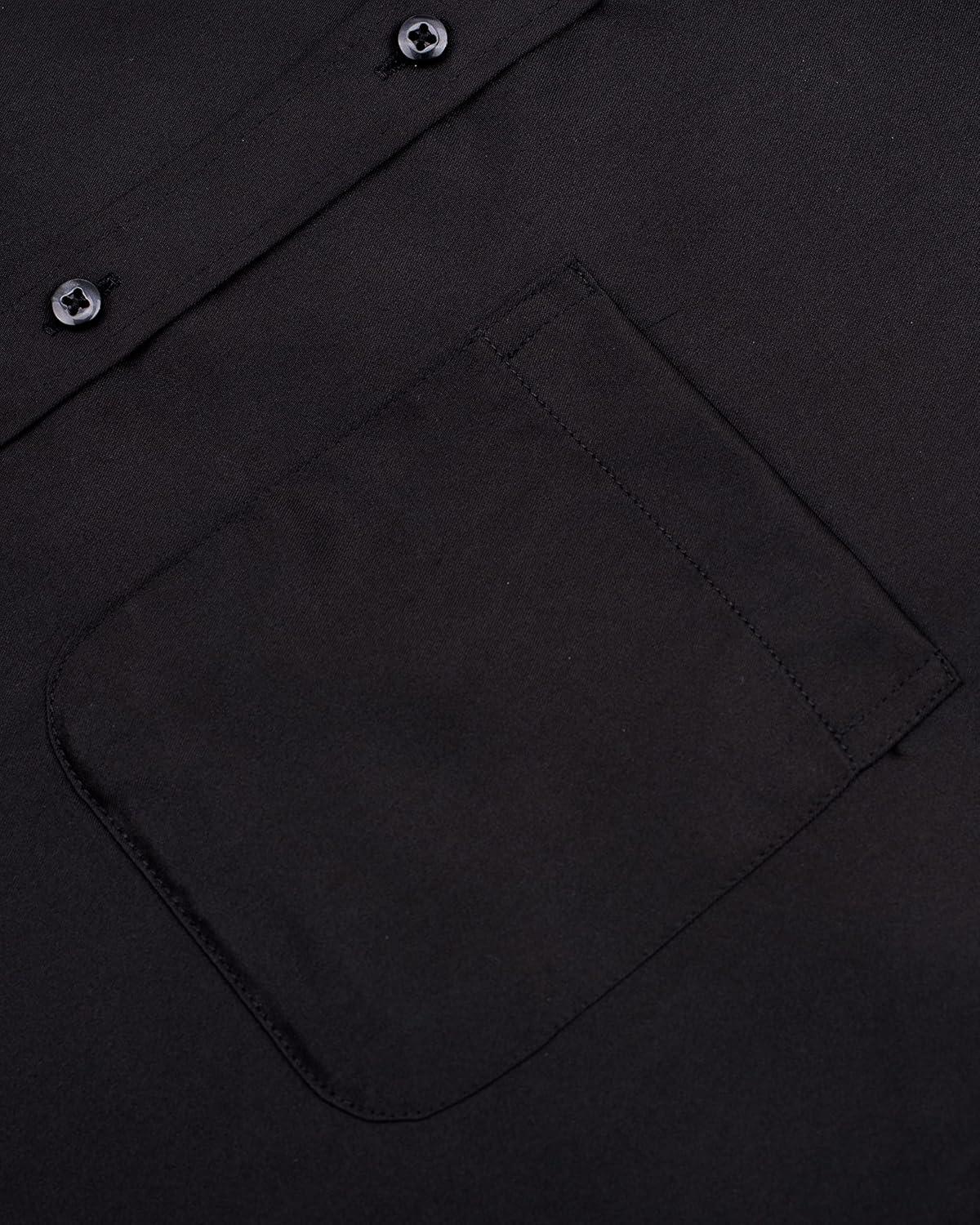 imageAlimens amp Gentle Mens Short Sleeve Dress Shirts Wrinkle Free Solid Casual Button Down Shirts with PocketAll Black