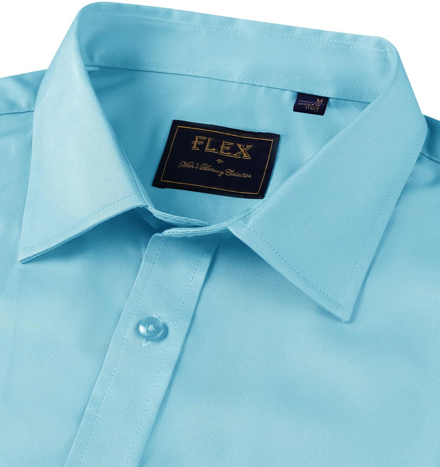 imageAlimens amp Gentle Mens Short Sleeve Dress Shirts Wrinkle Free Solid Casual Button Down Shirts with PocketAquamarine Blue