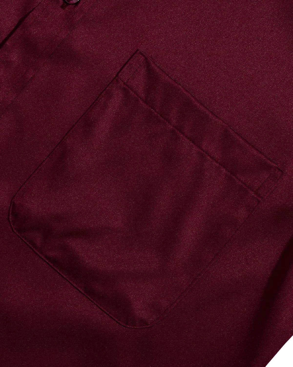 imageAlimens amp Gentle Mens Short Sleeve Dress Shirts Wrinkle Free Solid Casual Button Down Shirts with PocketAwine Red
