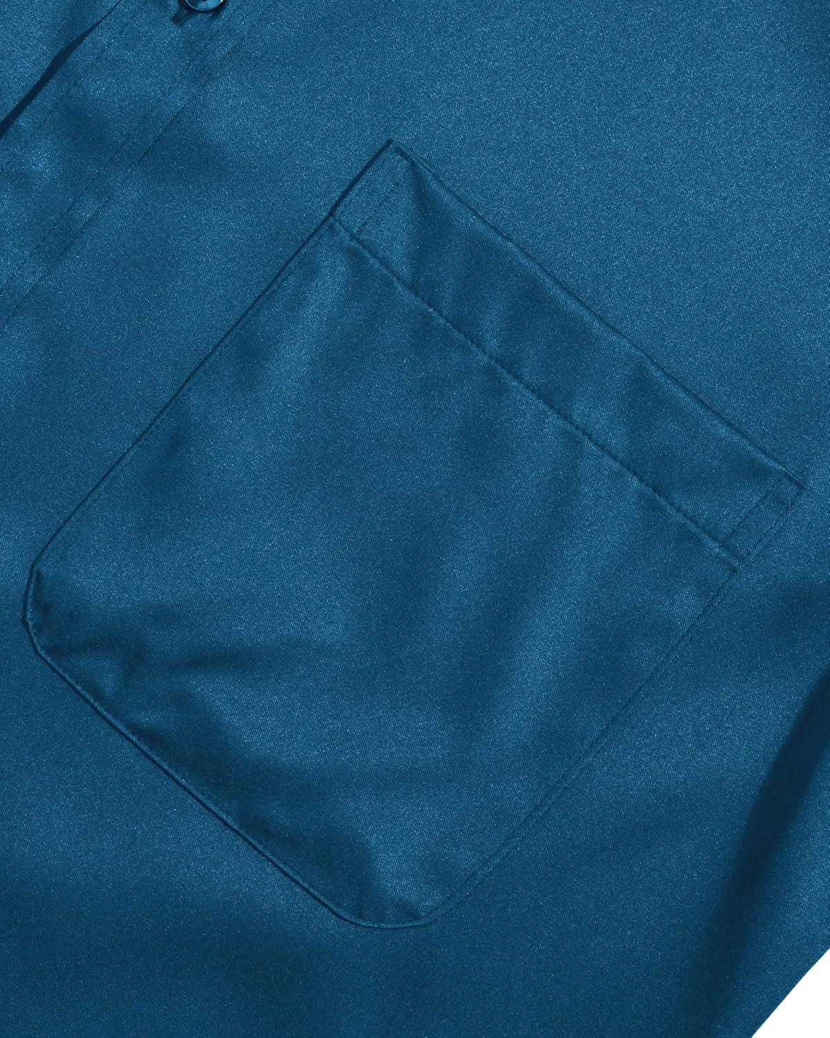 imageAlimens amp Gentle Mens Short Sleeve Dress Shirts Wrinkle Free Solid Casual Button Down Shirts with PocketAzure Blue