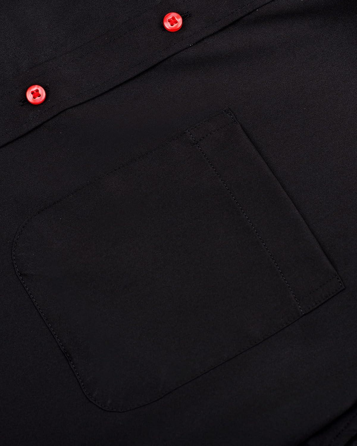 imageAlimens amp Gentle Mens Short Sleeve Dress Shirts Wrinkle Free Solid Casual Button Down Shirts with PocketBlack Red
